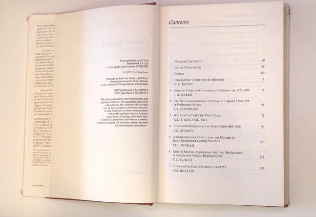 Crime in England: 1550 - 1800 - Edited by J.S. Cockburn