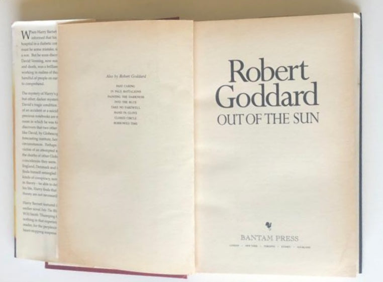 Out of the sun - Robert Goddard (First UK edition)