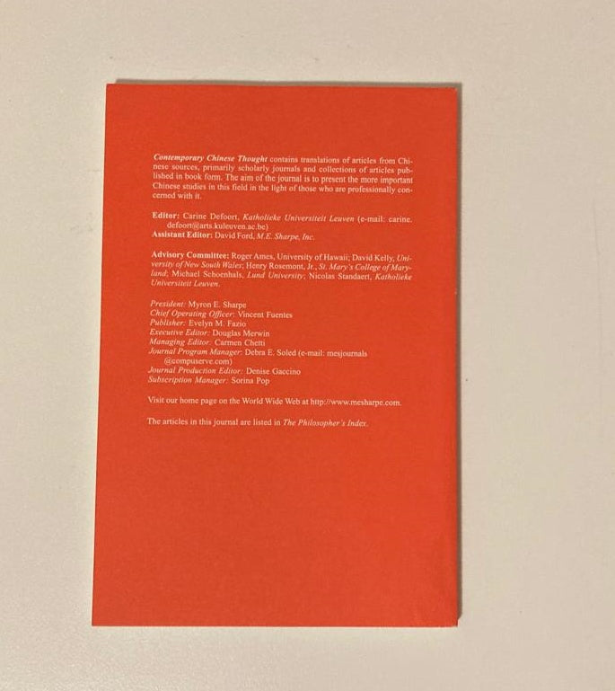 Contemporary Chinese thought: Contemporary Chinese scholars on Chinese Philosophy - M.E. Sharpe
