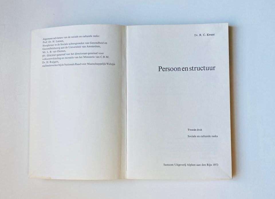 Persoon en structuur - Dr. R.C. Kwant