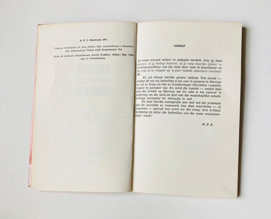 Filosofie van die rewolusie: Die kritiese teorie van Herbert Marcuse oor maatskappy en wetenskap - Dr. W.P. Esterhuyze