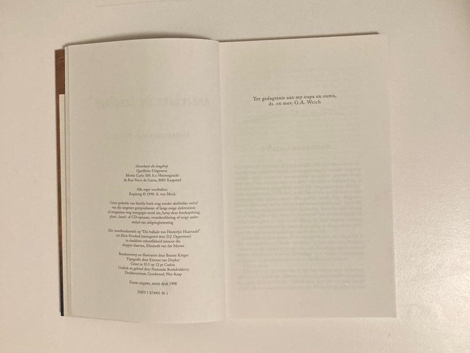 Annerkant die longdrop - Anoeschka von Meck (First edition)