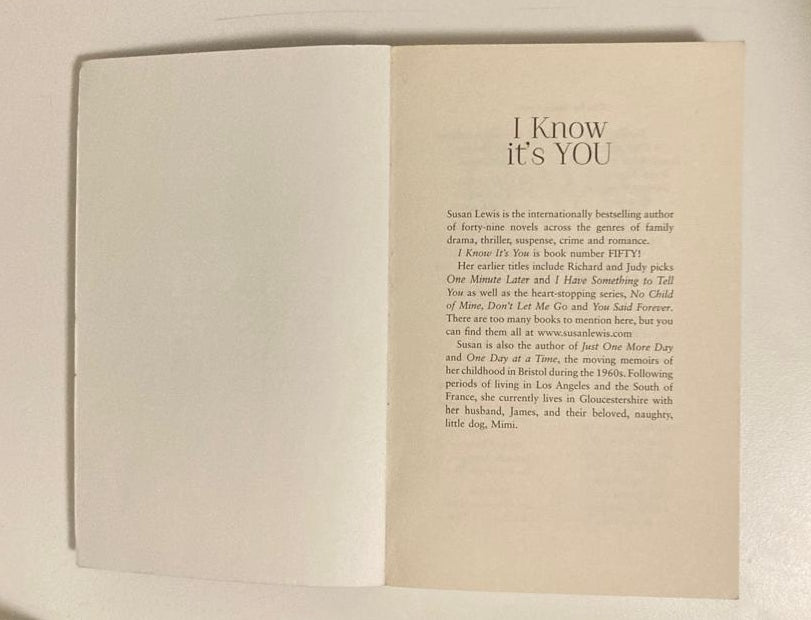 I know it's you - Susan Lewis