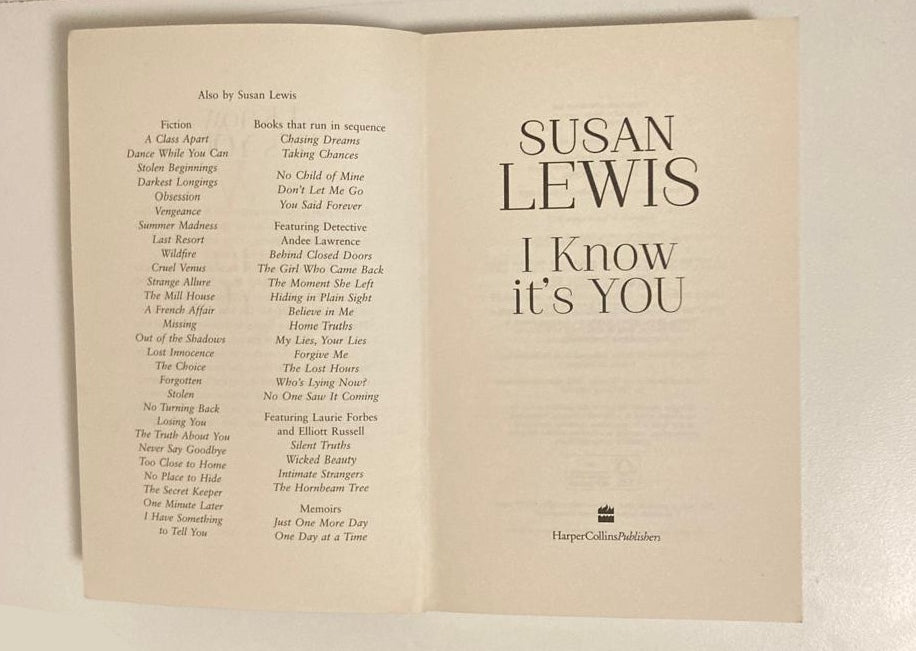 I know it's you - Susan Lewis