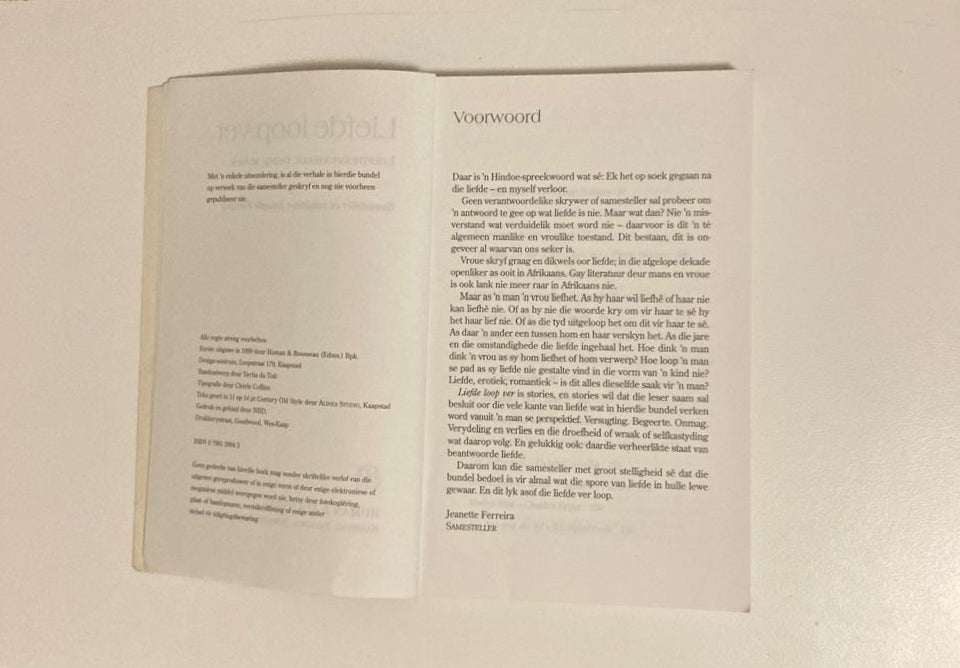 Liefde loop ver: Liefdesverhale deur mans - Saamgestel deurJeanette Ferreira (First edition)