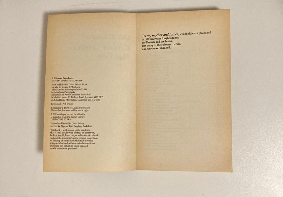 Captain Corelli's mandolin - Louis de Bernières