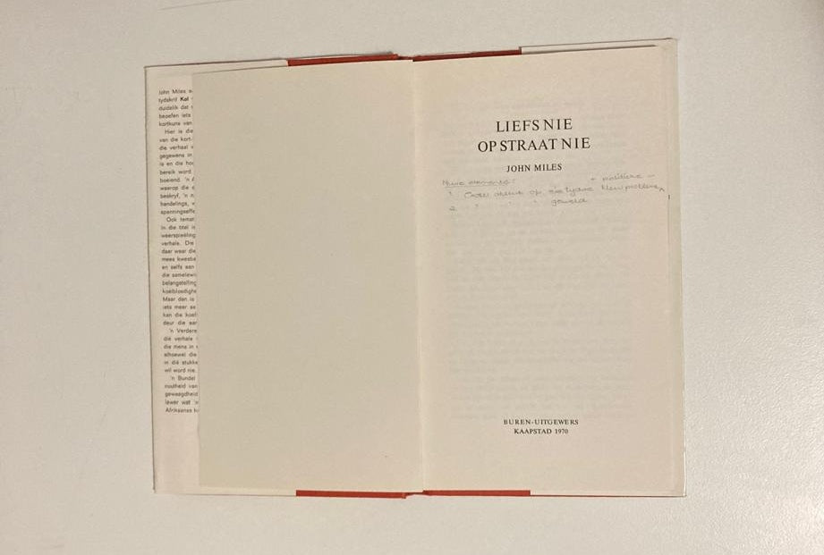 Liefs nie op straat nie - John Miles (First edition; Rare)