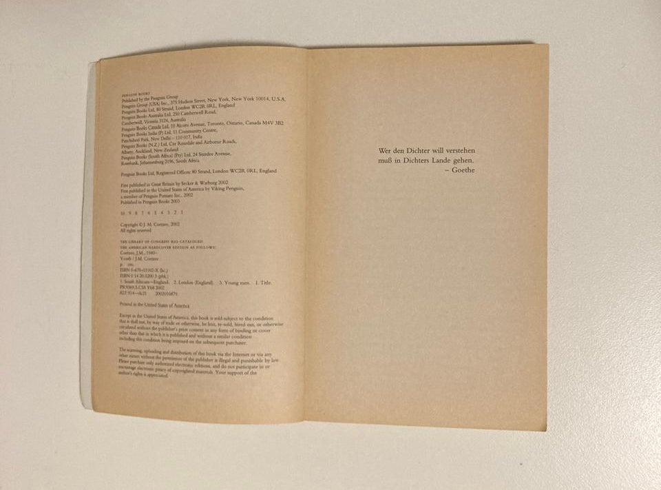Youth - J.M. Coetzee