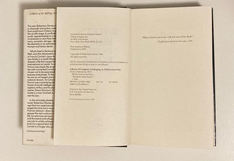 What's bred in the bone - Robertson Davies (First American edition; The Cornish Trilogy #2)