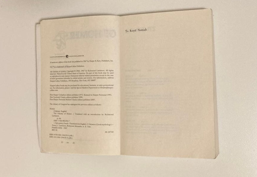 The Odyssey of Homer (Translated and with an introduction by Richard Lattimore)