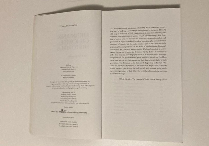 Historikus: Hermann Giliomee - ’n Outobiografie