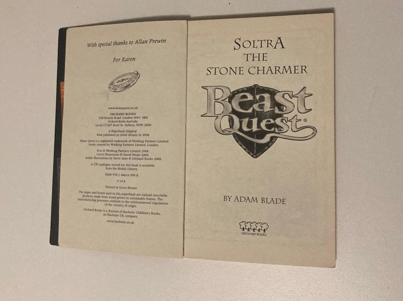 Soltra the stone charmer - Adam Blade (Beast Quest #9; The Golden Armour)