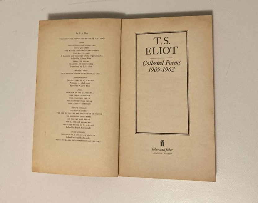 T.S. Eliot: Collected poems 1909 - 1962