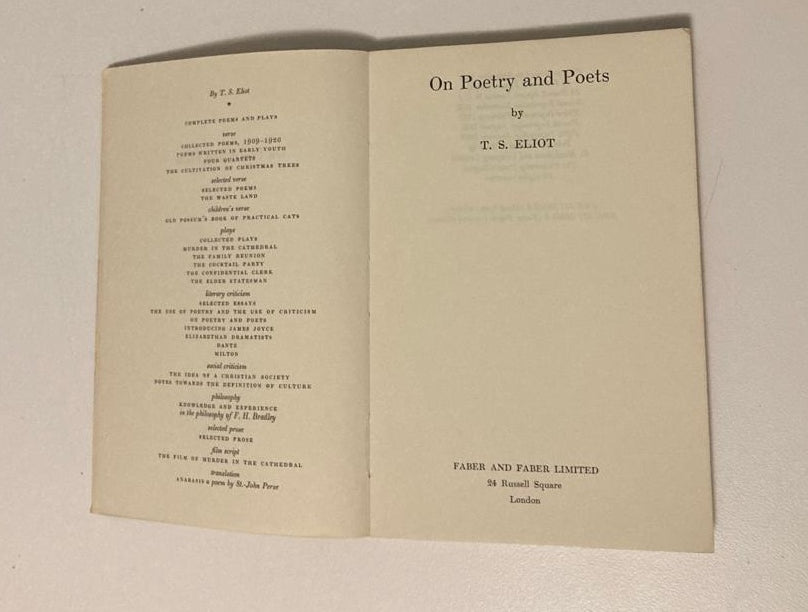 On poetry and poets - T.S. Eliot