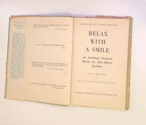 Relax with a smile: An anthology for after-dinner speakers compiled by C. Kent Wright (First edition)