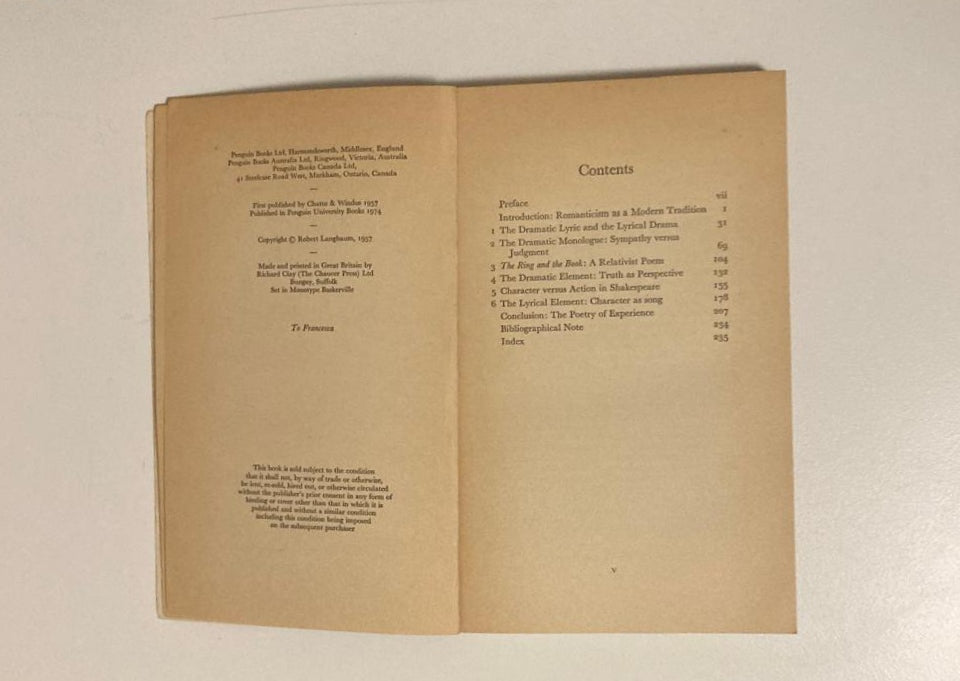 The poetry of experience: The dramatic monologue in modern literary tradition - Robert Langbaum