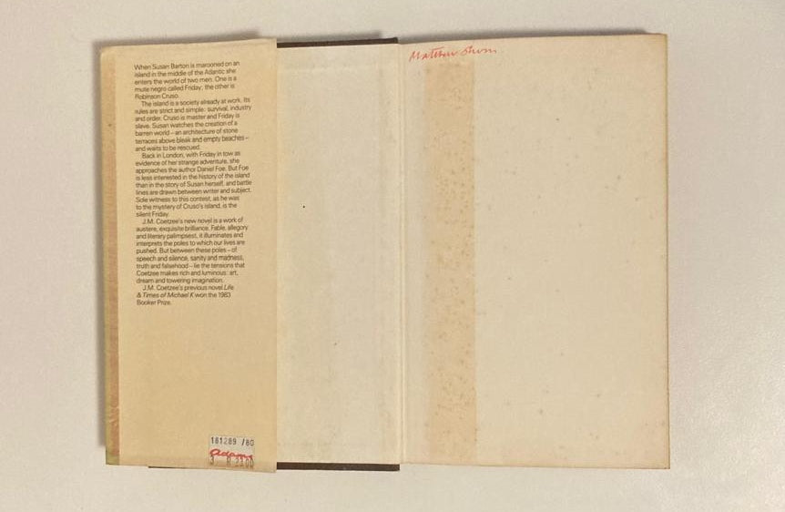 Foe - J.M. Coetzee (First edition)