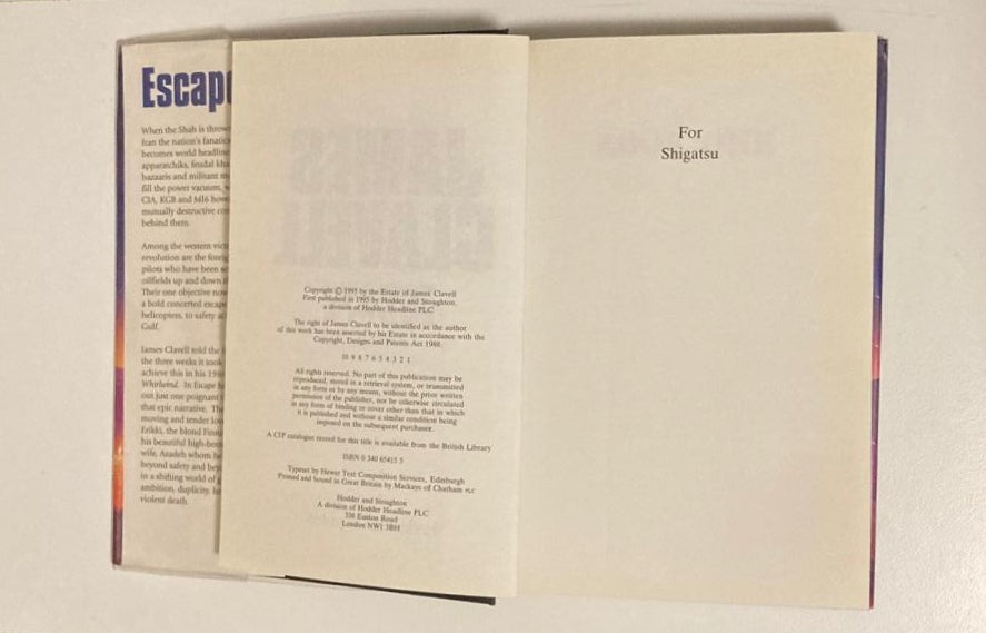 Escape: The love story from whirlwind - James Clavell (First edition)