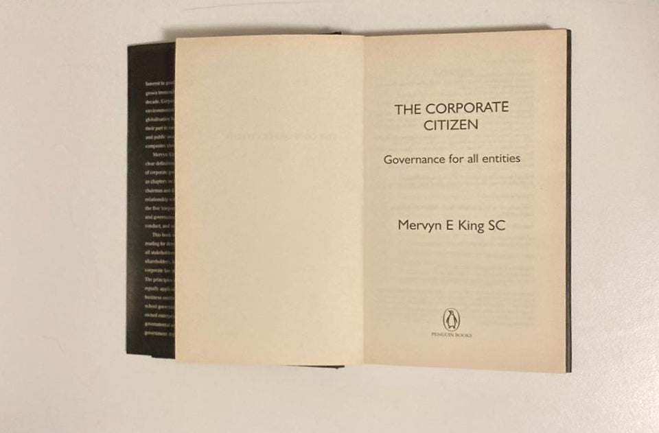 The corporate citizen: Governance for all entities - Mervyn King