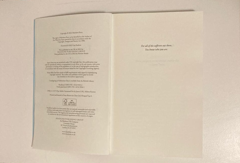 Friends, lovers, and the big terrible thing - Matthew Perry (First UK edition)