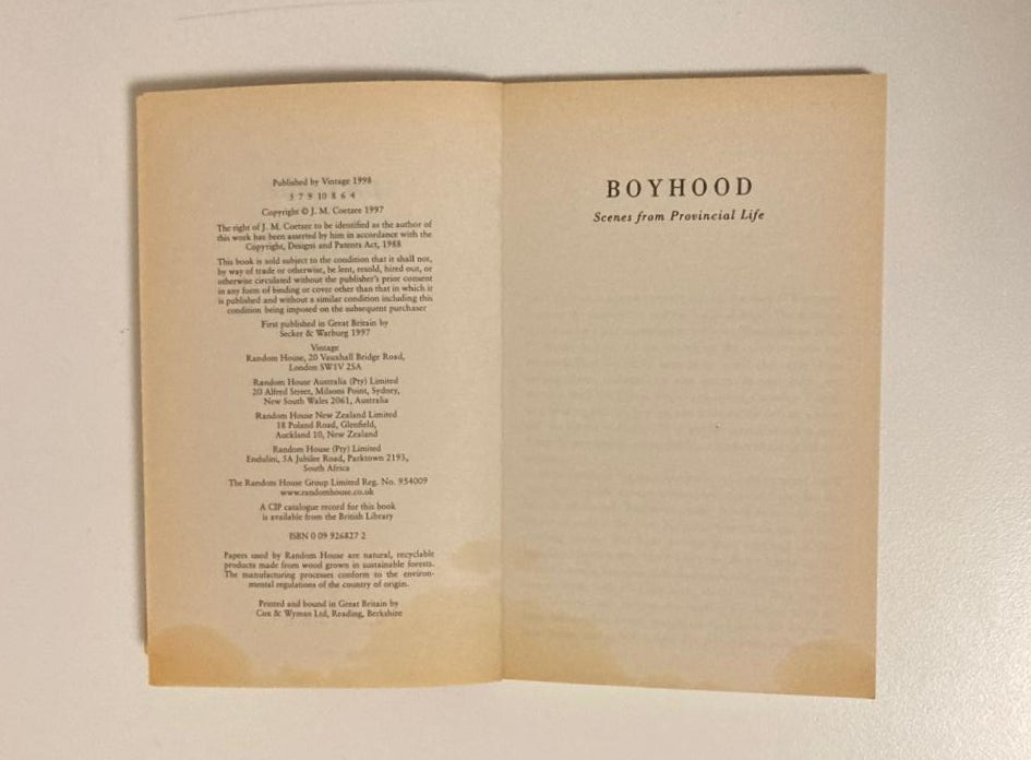 Boyhood - J.M. Coetzee (Scenes from provincial life #1)