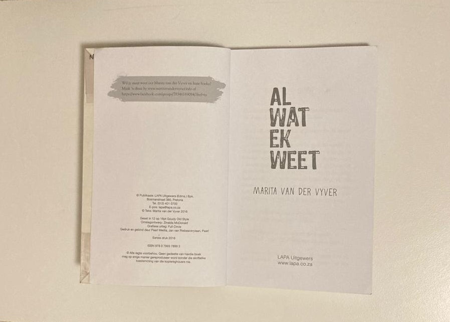 Al wat ek weet - Marita van der Vyver (First edition)