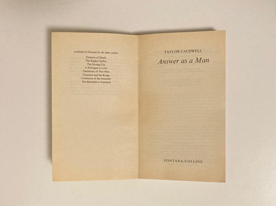 Answer as a man - Taylor Caldwell