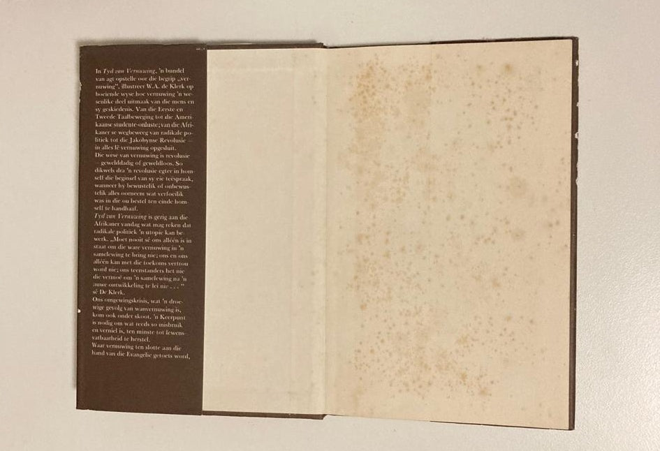 Tyd van vernuwing: Opstelle oor tyd en samelewing - W.A. de Klerk (First edition)