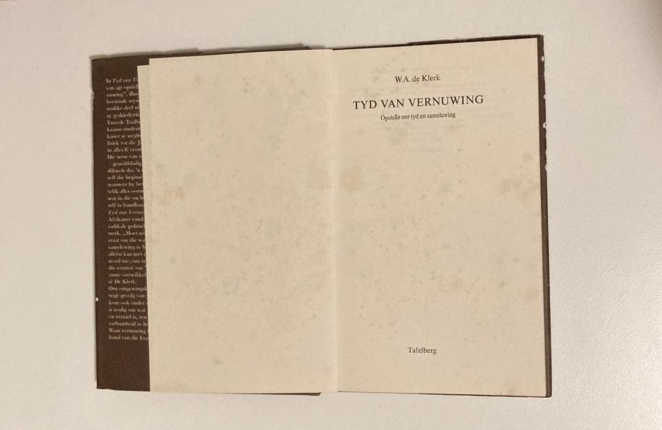 Tyd van vernuwing: Opstelle oor tyd en samelewing - W.A. de Klerk (First edition)
