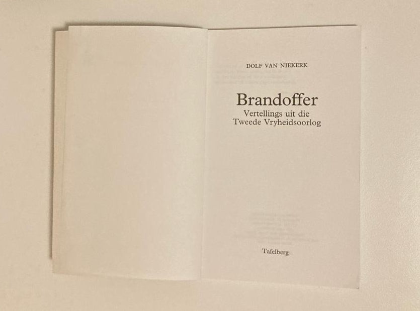Brandoffer - Dolf van Niekerk (First edition)
