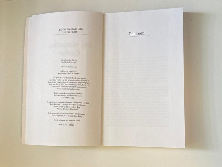 My simpatie, Cerise - Eben Venter (First edition)