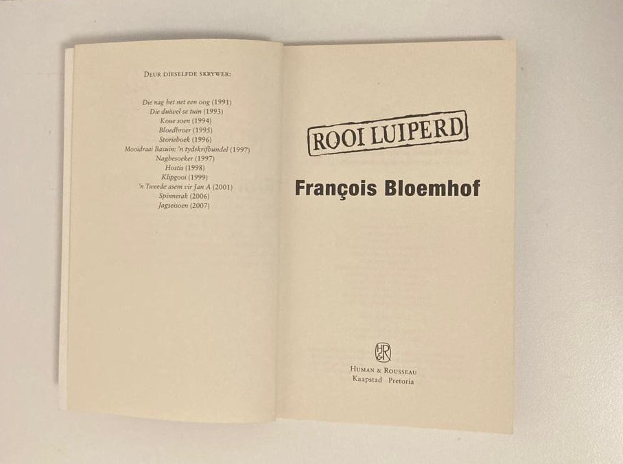 Rooi luiperd - Francois Bloemhof (First edition)
