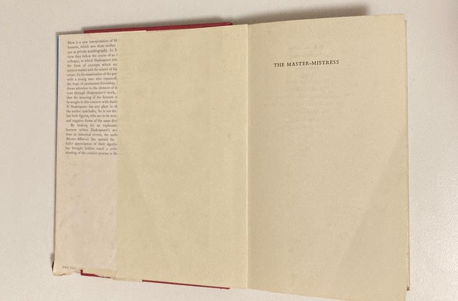 The Master-Mistress: A study of Shakespeare's sonnets - James Winny