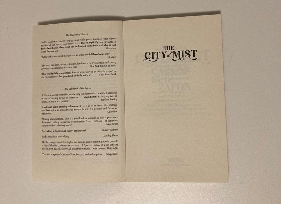 The city of mist - Carlos Ruiz Zafón