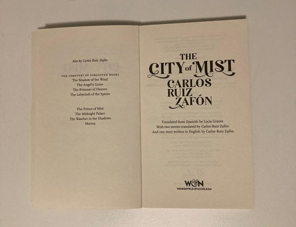 The city of mist - Carlos Ruiz Zafón