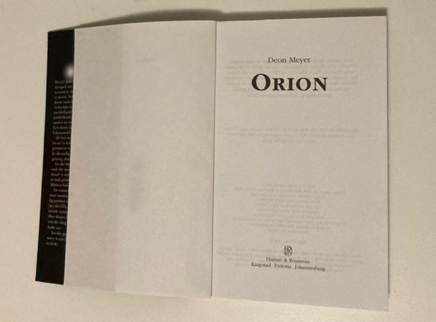 Orion - Deon Meyer (First edition)