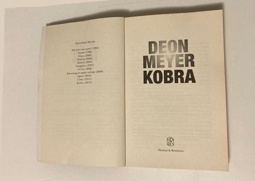 Kobra - Deon Meyer (First edition)