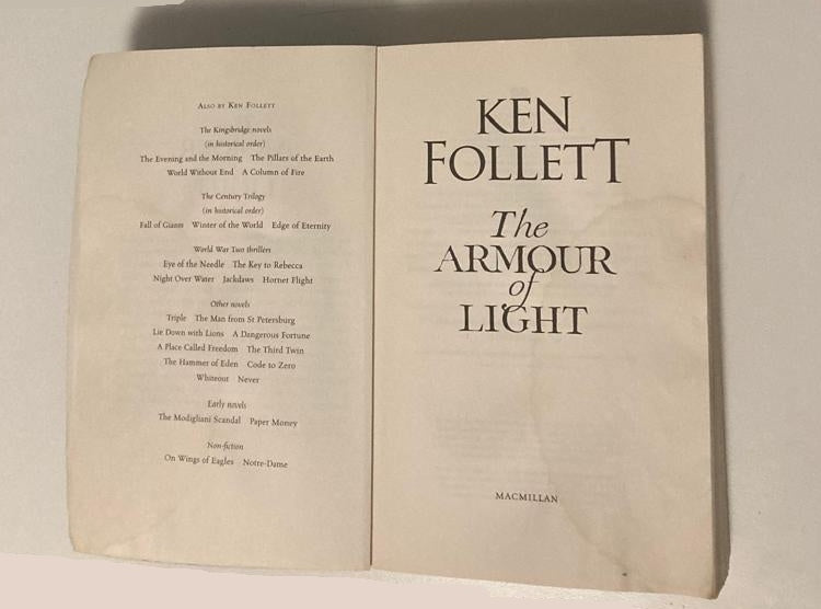 The armour of light - Ken Follett (Kingsbridge #4; First UK edition)