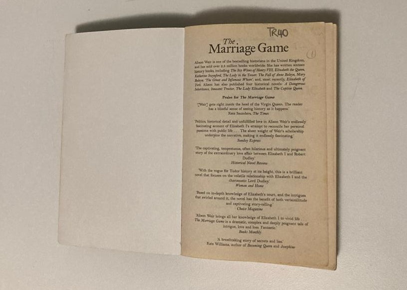 The marriage game - Alison Weir (Elizabeth I #2; Signed)