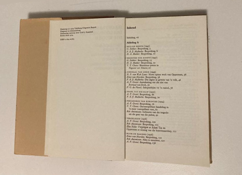 D.J. Opperman: Dolosgooier van die woord - Saamgestel deur A.P. Grové by geleentheid van die digter se sestigste verjaarsdag op 29 September 1974 (First edition)