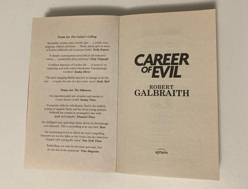 Career of evil - Robert Galbraith (Cormoran Strike #3)