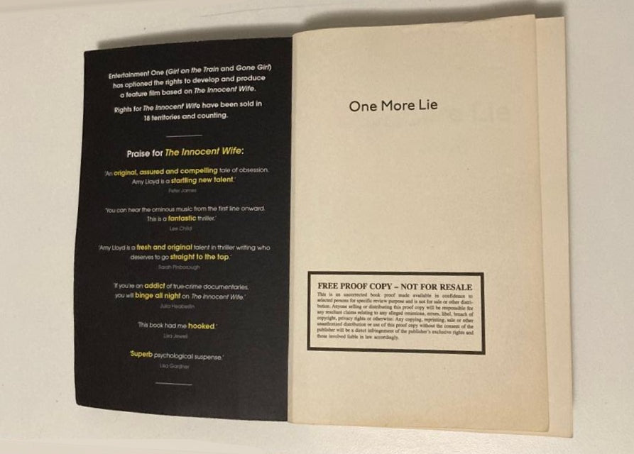 One more lie - Amy Lloyd (Uncorrected proof copy)