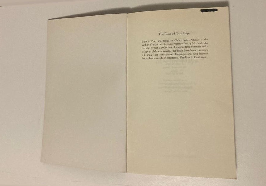 The sum of our days - Isabel Allende (First edition)