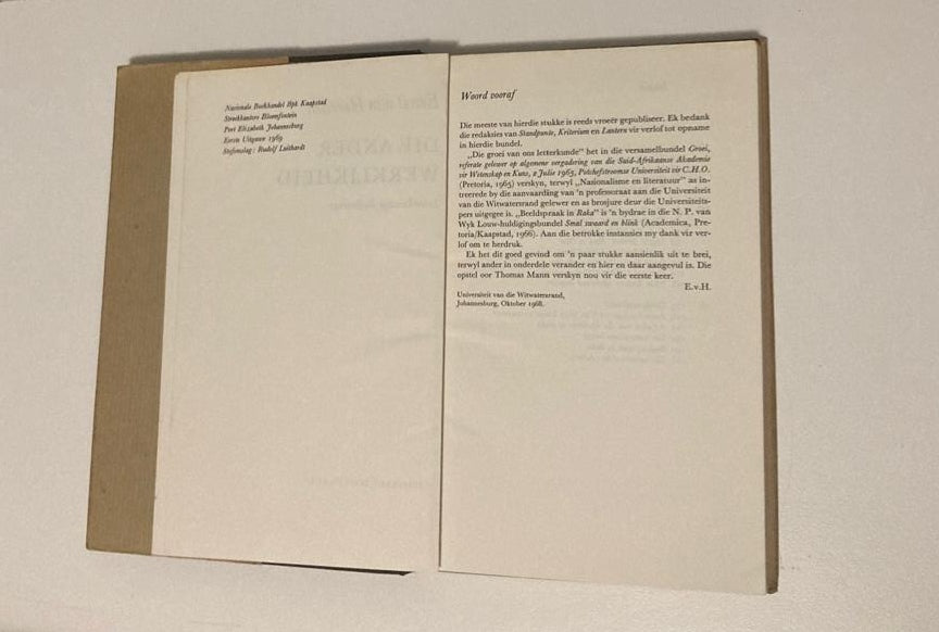 Die ander werklikheid: Letterkundige beskouings - Ernst van Heerden (First edition)