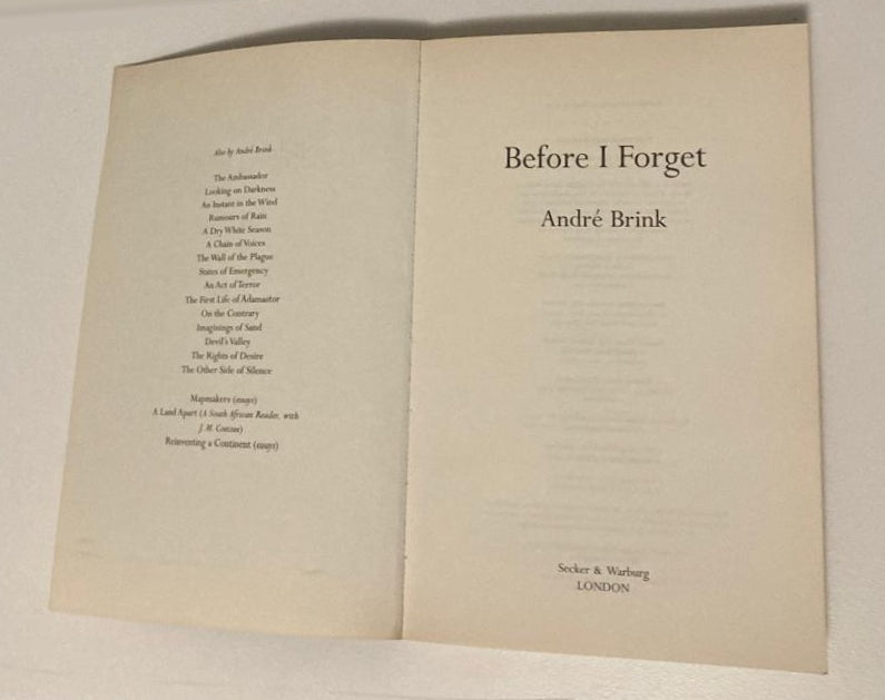 Before I forget - André Brink