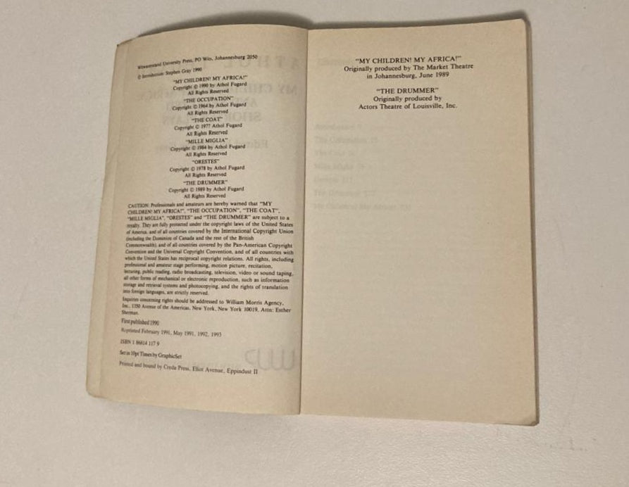My children! My Africa! and selected shorter plays - Athol Fugard