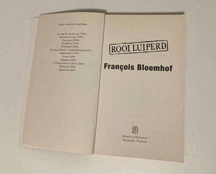 Rooi luiperd - Francois Bloemhof (First edition)