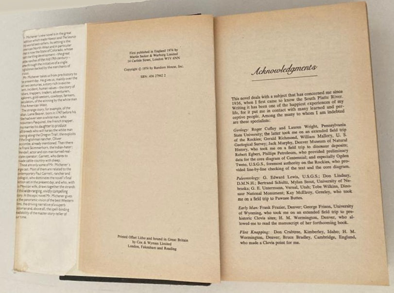 Centennial - James A. Michener (First UK edition)