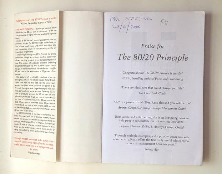 The 80/20 principle: The secret of achieving more with less - Richard Koch
